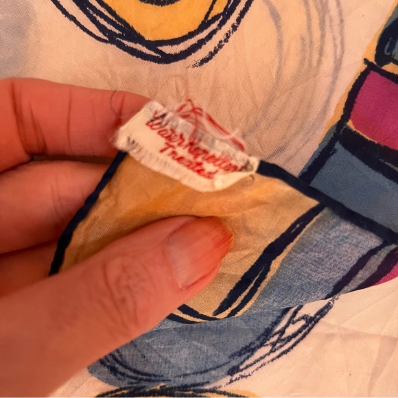 Vintage 40 50 Retro MOD Large Circle Dot Magenta Blue Large Square Scarf - Picture 15 of 17